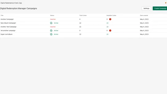 Digital Redemptions Manager screenshot