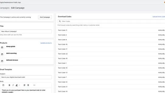 Digital Redemptions Manager screenshot
