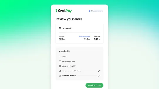 GrailPay Product Page Widget screenshot