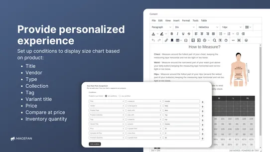 Size Chart ‑ Magefan screenshot