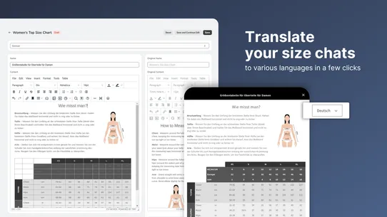 Size Chart ‑ Magefan screenshot