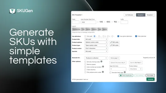 SKUGen SKU &amp; Barcode Generator screenshot