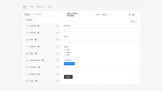 ESC ‑ Contact Form Builder screenshot