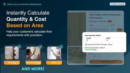 Price Calculator by Dimensions screenshot