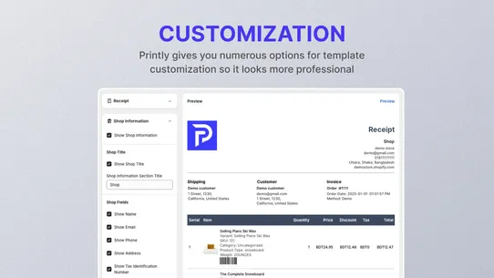 Printly ‑ Invoice Print screenshot