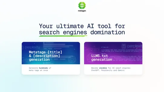Metagen AI | Metatags &amp; LLMs screenshot