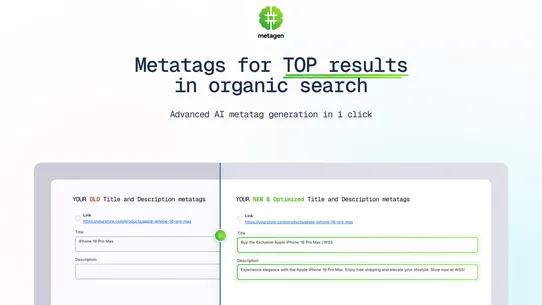 Metagen AI | Metatags &amp; LLMs screenshot