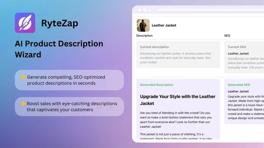 AI PRODUCT DESCRIPTION RyteZap screenshot