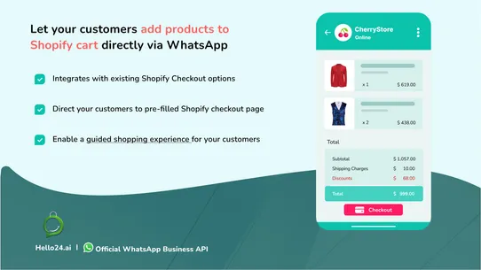 Hello24: WhatsApp Shop+Chatbot screenshot