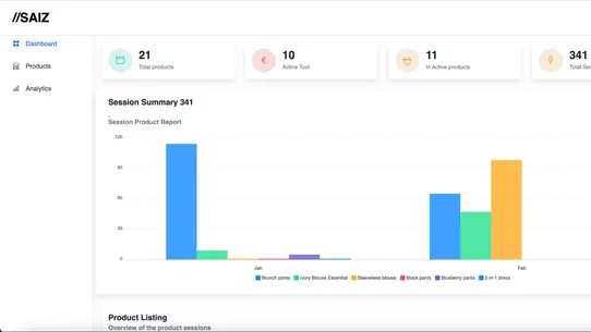 SAIZ ‑ size &amp; fit recommender screenshot