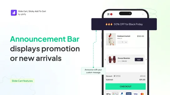 qikify Slide Cart, Sticky Cart screenshot