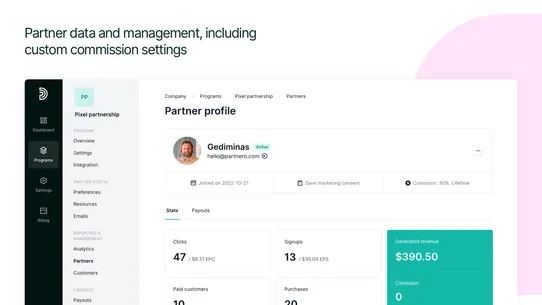 Partnero Affiliate Management screenshot