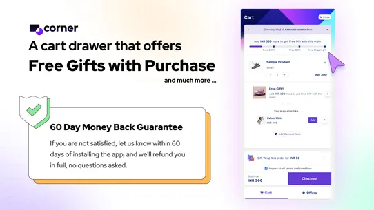 Corner Free Gift &amp; Cart Upsell screenshot