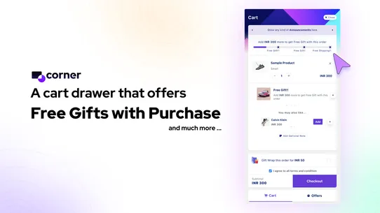 Corner Free Gift &amp; Cart Upsell screenshot