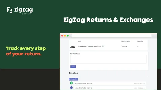 ZigZag Returns &amp; Exchanges screenshot