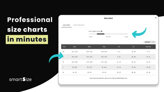 Smart Size Chart &amp; Size Guide screenshot