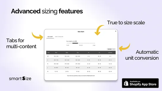 Smart Size Chart &amp; Size Guide screenshot