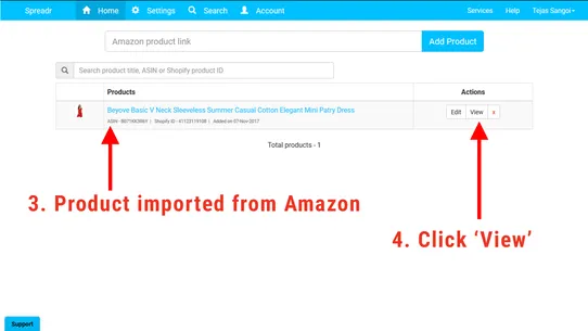 Amazon Importer Spreadr App screenshot