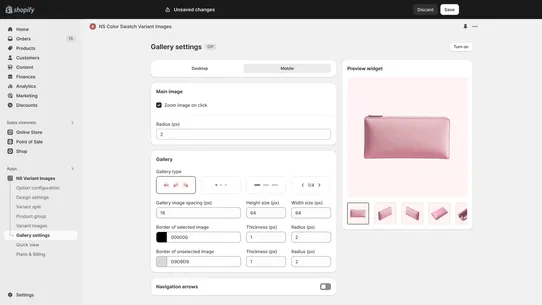 NS Color Swatch Variant Images screenshot