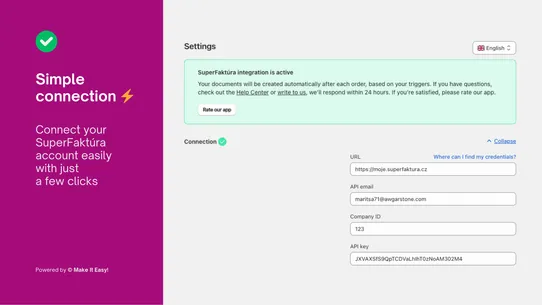 SuperFaktúra | Integration screenshot