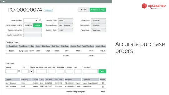 Unleashed Inventory Management screenshot