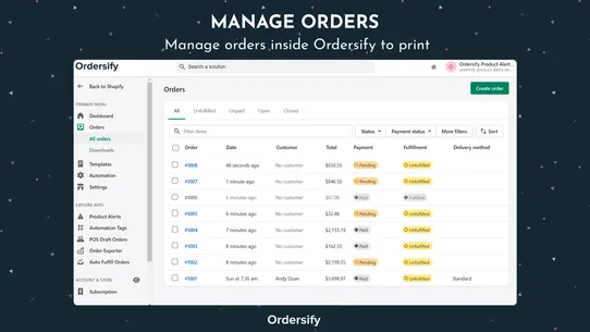 Ordersify: PDF Order Printer screenshot