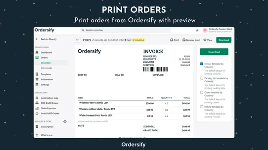 Ordersify: PDF Order Printer screenshot