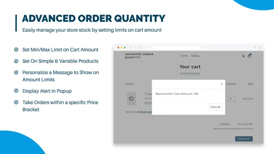 Extendons Order Quantity Limit screenshot