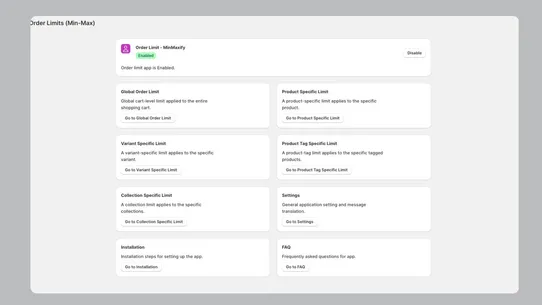 AOD ‑ Order Limits (Min‑Max) screenshot