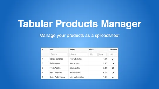 Tabular Products Manager screenshot