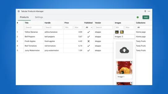 Tabular Products Manager screenshot