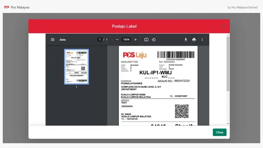 Pos Malaysia screenshot