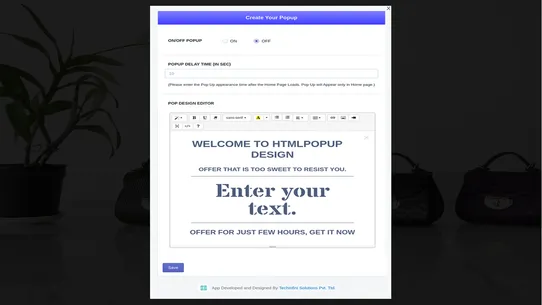 HTML Popup screenshot