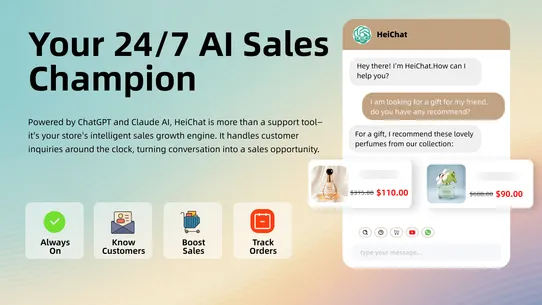 HeiChat: ChatGPT Sales Chatbot screenshot