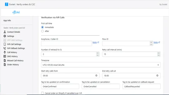 Exotel : Verify orders &amp; C2C screenshot