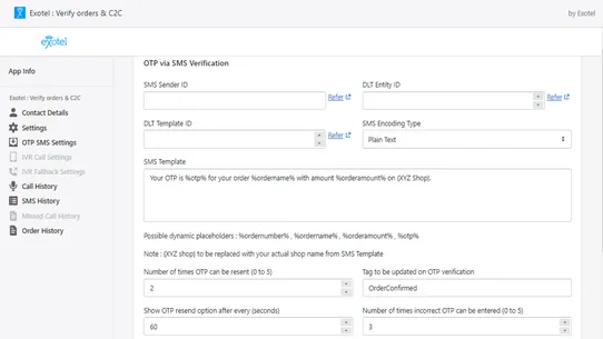 Exotel : Verify orders &amp; C2C screenshot