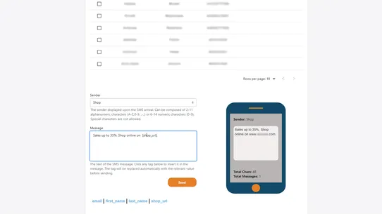 MobiWeb SMS Integration screenshot