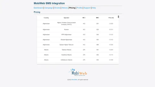 MobiWeb SMS Integration screenshot