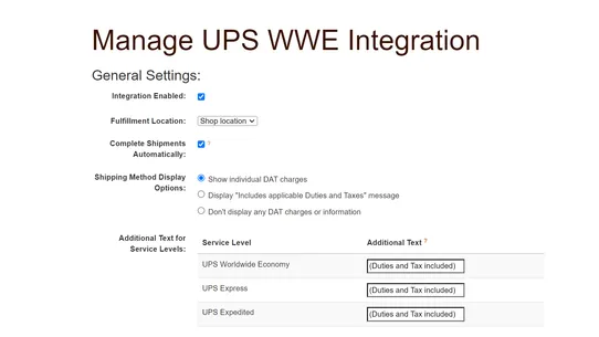 UPS Global Checkout screenshot