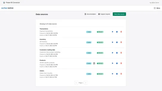 Alpha Serve Power BI Connector screenshot