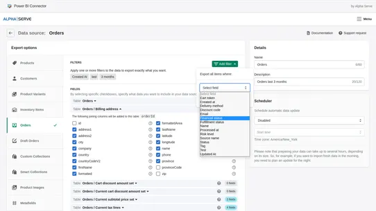 Alpha Serve Power BI Connector screenshot