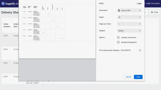 Happify DeliverySheet screenshot