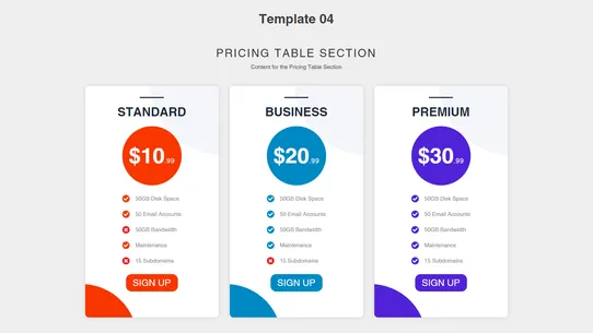 Zify Pricing Table screenshot