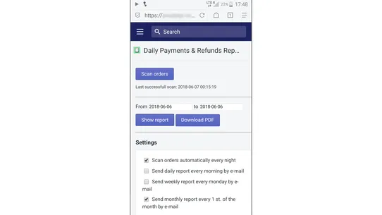 Payments &amp; Refunds PDF Report screenshot
