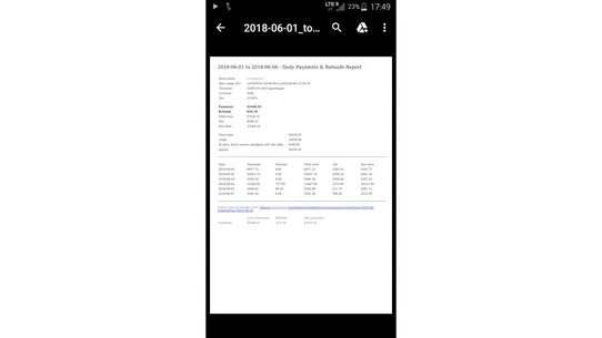 Payments &amp; Refunds PDF Report screenshot