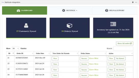 NetSuite Integration screenshot