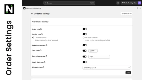 NetSuite Integration ‑ TM screenshot