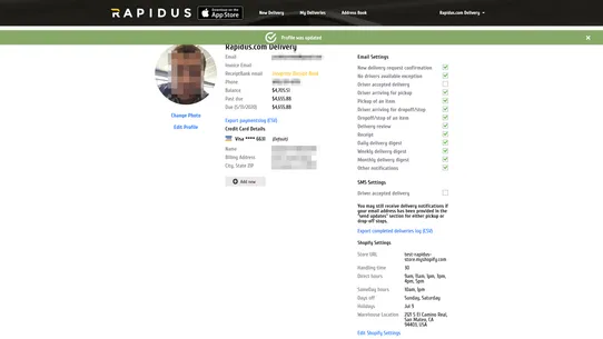 Rapidus Local Delivery screenshot