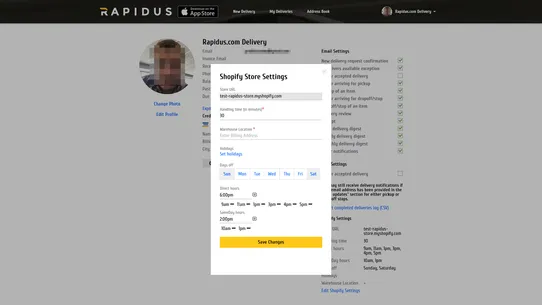 Rapidus Local Delivery screenshot