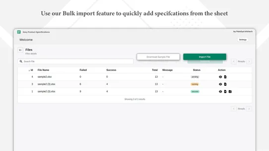 EasySpec Product Specification screenshot